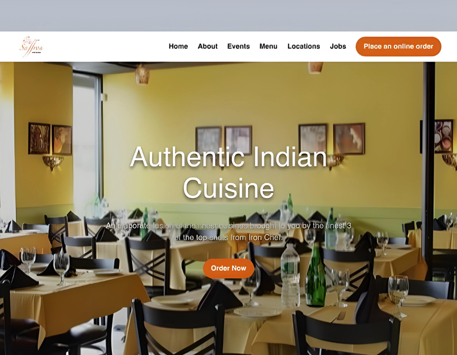 Saffron Indian Kitchen Old website